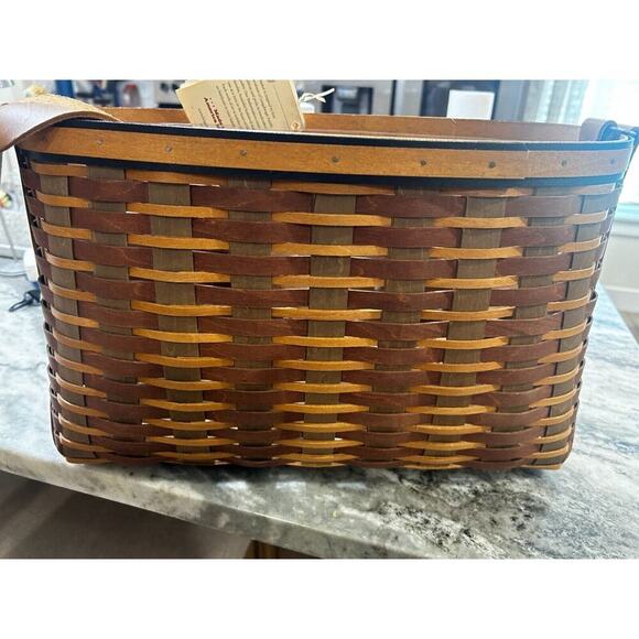 Longaberger Basket Chestnut Hostess Carry All tote shoulder purse leather‎ strap - Picture 4 of 6